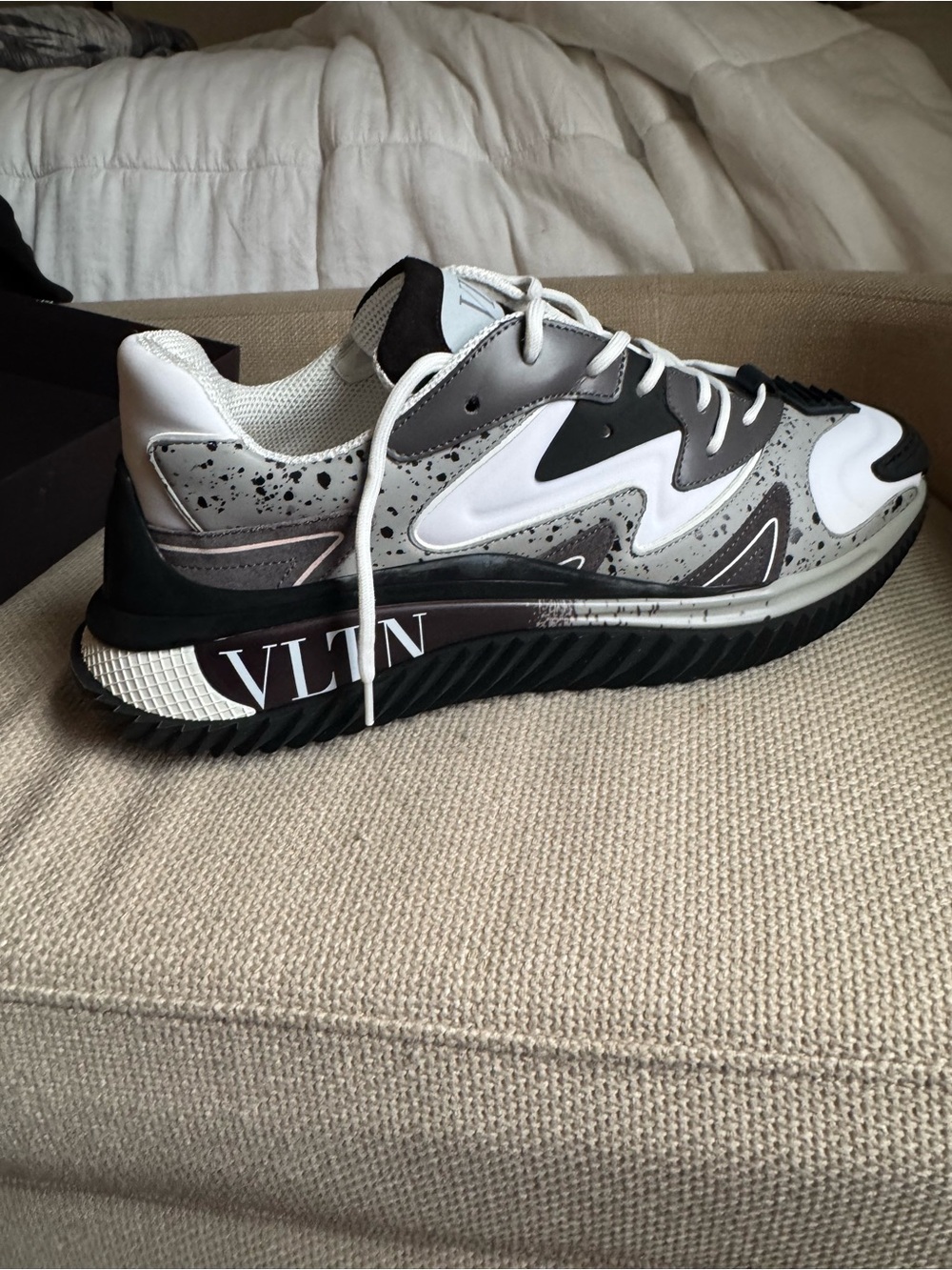Valentino Black, White & Gray Men's Sneakers